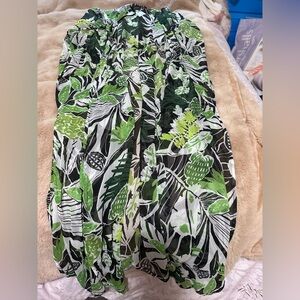 Free Press Green and Black Patterned Sheer Kimono One Size